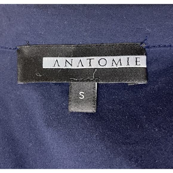 Anatomie Beth Button-Front Shirt Blue Mesh Sleeve Collared Blouse Size Small - Picture 6 of 7